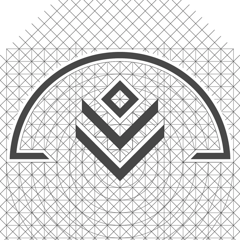 Bonanza logo construction grid showing the geometry behind the mark