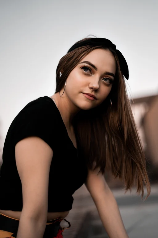 Vertical street style portrait of Vania in Salt Lake City