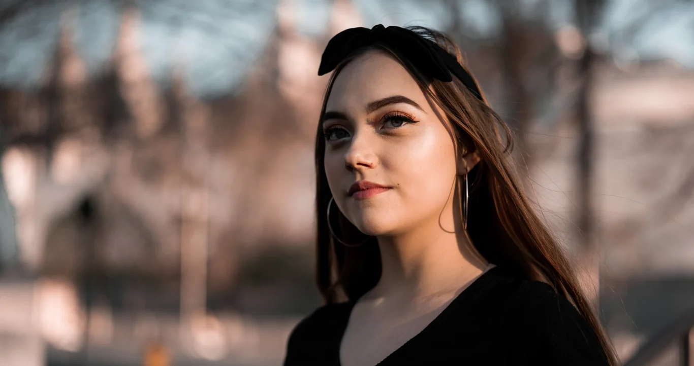 Wide street style portrait of Vania in Salt Lake City, Utah